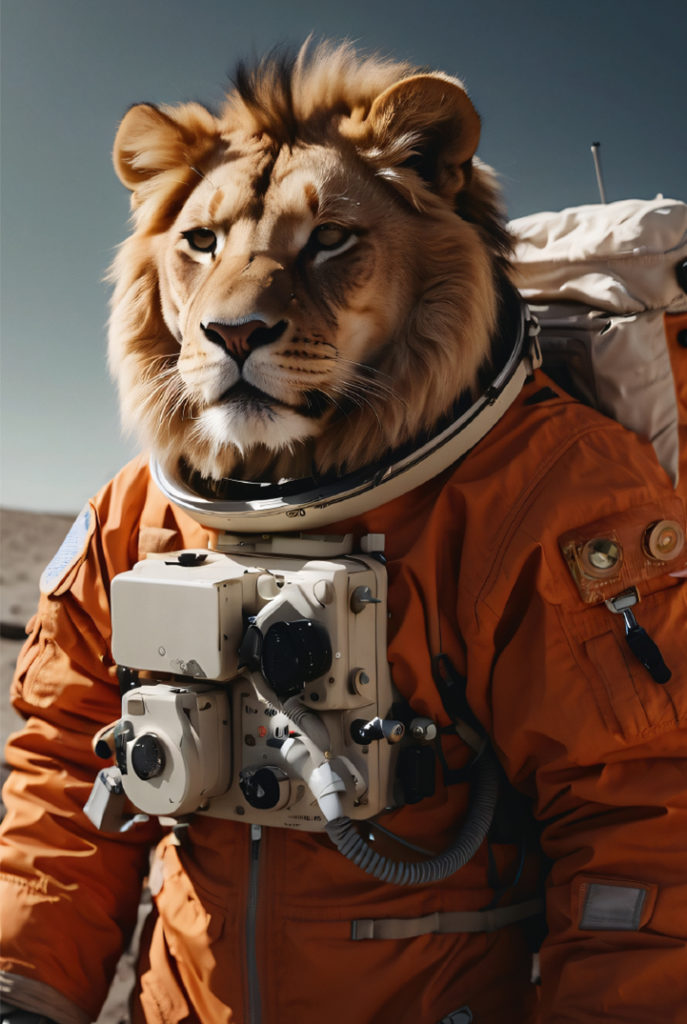 Löwe in einem Astronautenanzug - Erkan